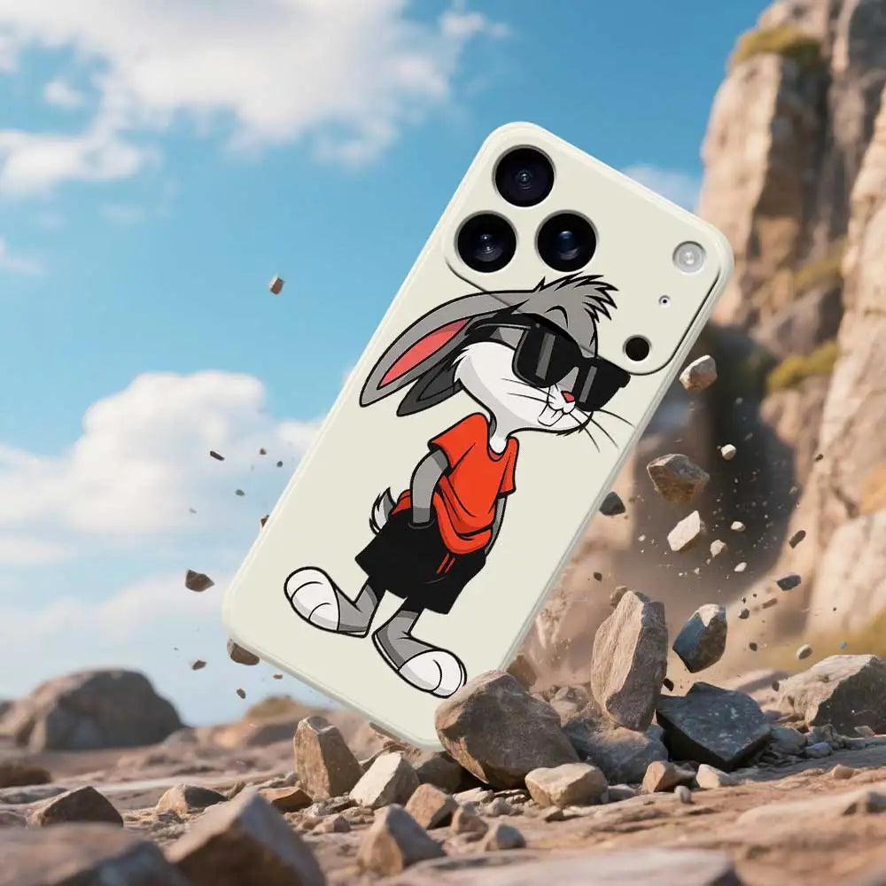Cool Rabbit Phone Case For iPhone 17 Pro Max 17 Air 16 15 14 13 12 11 Pro Max XS Max 7 8 Plus 16e 16 15 Plus TPU Cover Coque