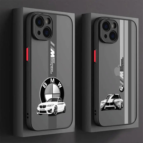 Brand B-M-W Car Phone Case for iPhone 13 Pro 15 Pro Max XR XS X 14 16e 6s 12 Mini SE 16 Pro 11 Pro Max 7 8 SE Black Edge Shell