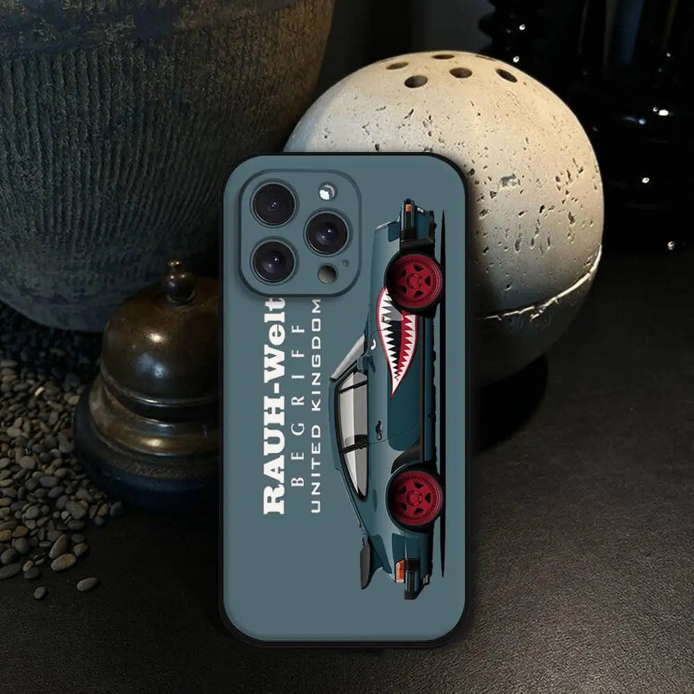Car Jdm Drift RWB 911 964 933 Phone Case For Iphone 16 15 11 13 14 Pro Max 7 8 Plus X Xr Xs Max 12mini Black Shell Cover Case