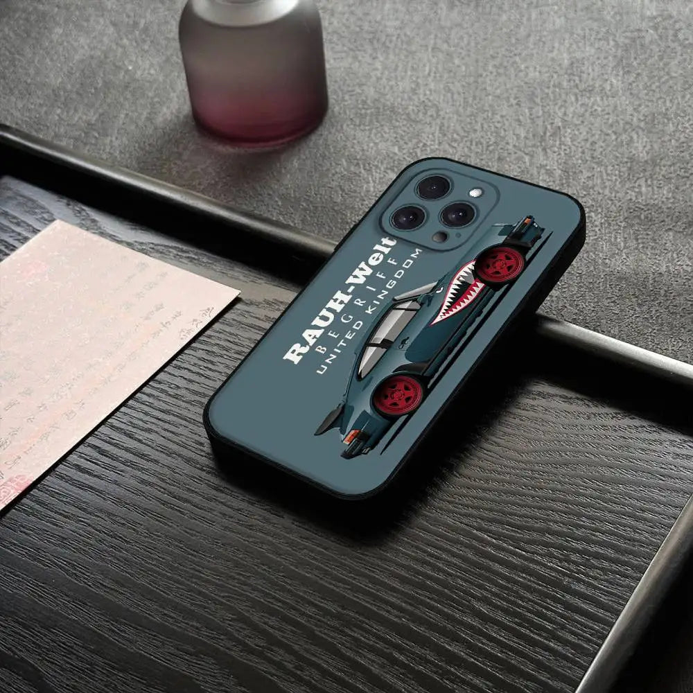 Car Jdm Drift RWB 911 964 933 Phone Case For Iphone 16 15 11 13 14 Pro Max 7 8 Plus X Xr Xs Max 12mini Black Shell Cover Case