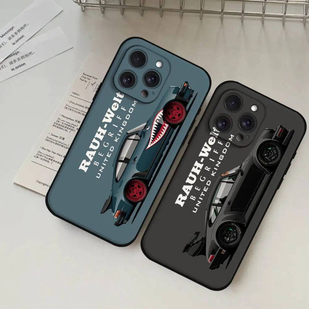 Car Jdm Drift RWB 911 964 933 Phone Case For Iphone 16 15 11 13 14 Pro Max 7 8 Plus X Xr Xs Max 12mini Black Shell Cover Case